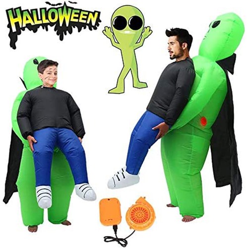 Scary halloween green alien - scary,